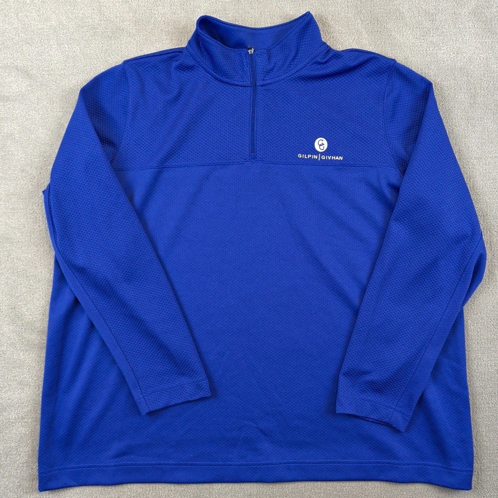 Lands' End 1/4 Zip Pullover Mens 2X Royal Blue Performance Waffle Texture Logo